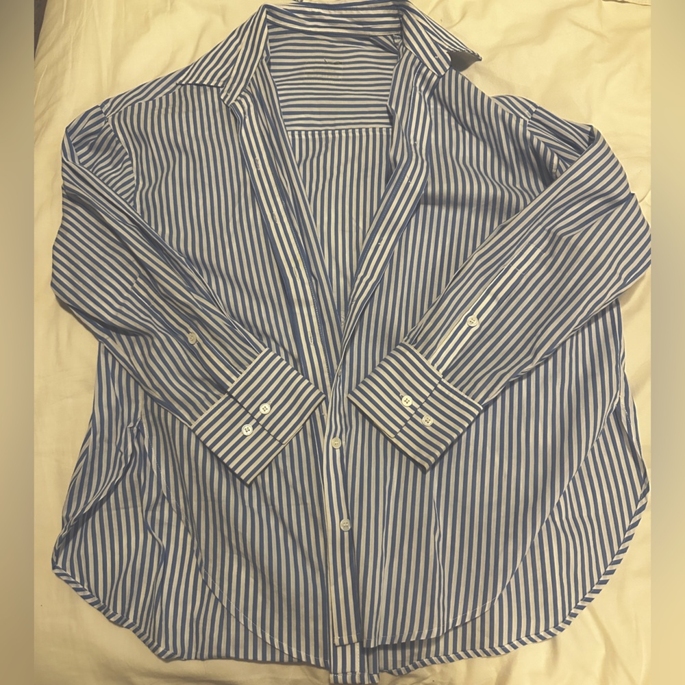 Daily Drills poplin striped long sleeve shirt, XS/S but fits M